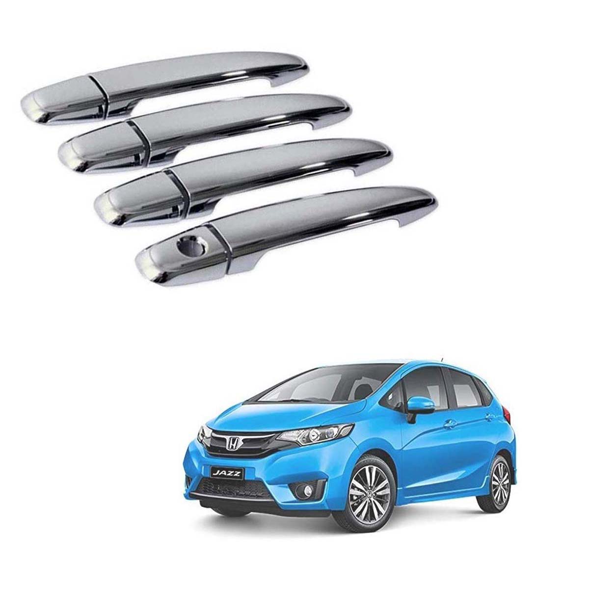 Car Chrome Door Handle Cover For Honda Jazz 2015 To 2019  Model (Set of 4)