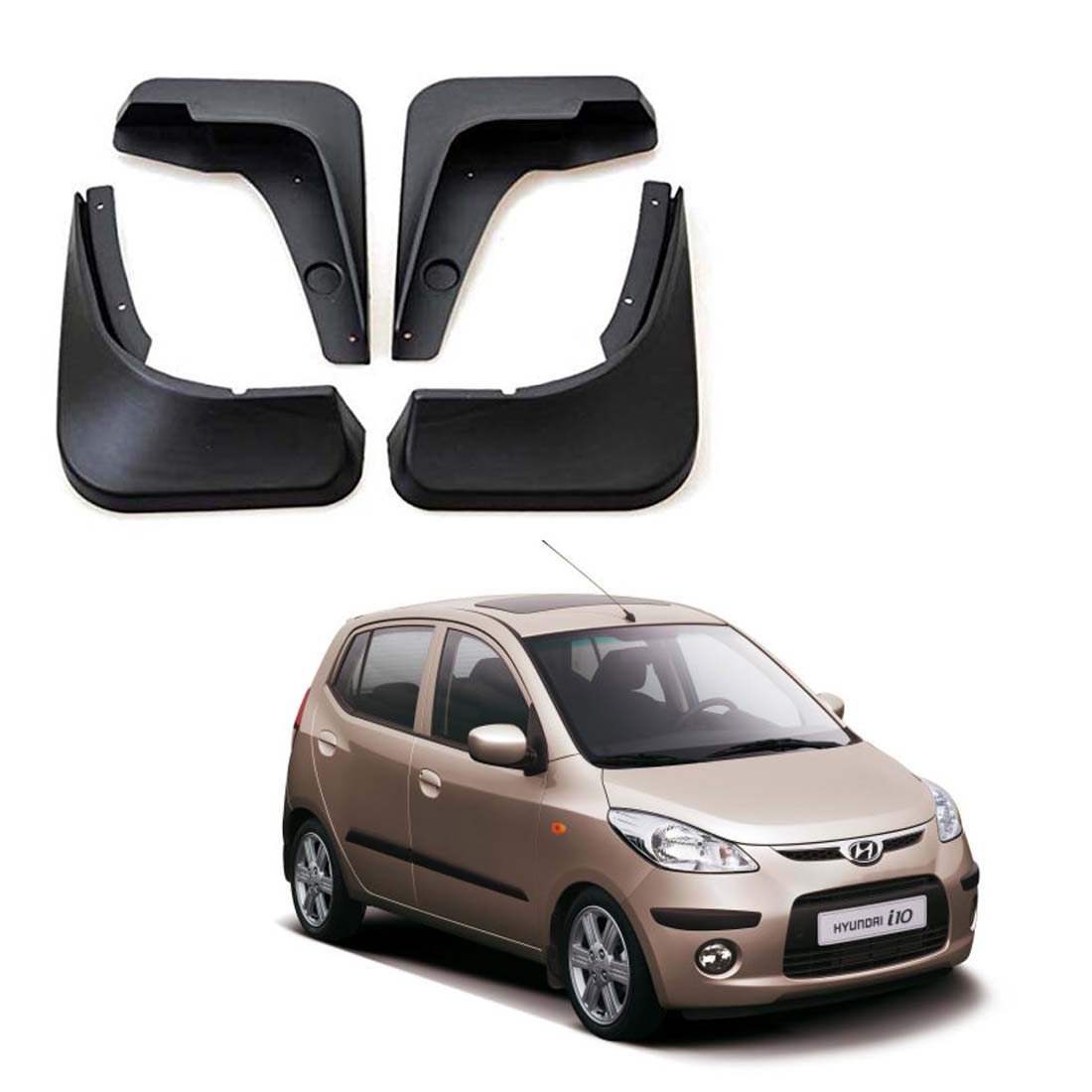 Car Mud Flap/Guard for Hyundai i10 2007 To 2010 Model (Set of 4 Pcs.)