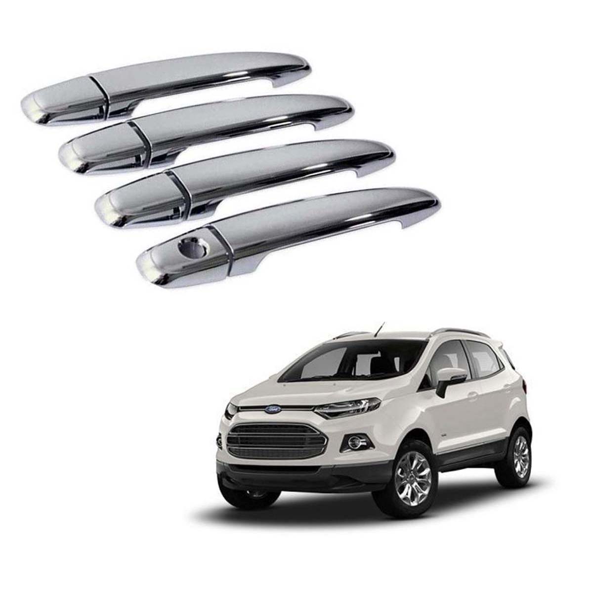 Car Chrome Door Handle Cover For Ford Ecosport 2013 To 2017 Model (Set of 4)